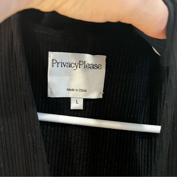 Privacy Please Privacy Please Noni Bodysuit Black size large ribbed plunge neck - Picture 4 of 10